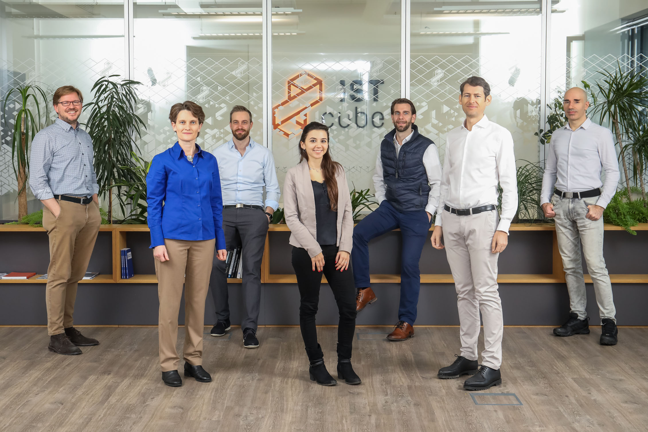 IST cube Team (v.l.n.r.) Markus Wanko; Ingrid Kelly; Bernhard Petermaier; Melanie Leisser; Florian Resch; Alexander Schwartz; Alexander Fischl.