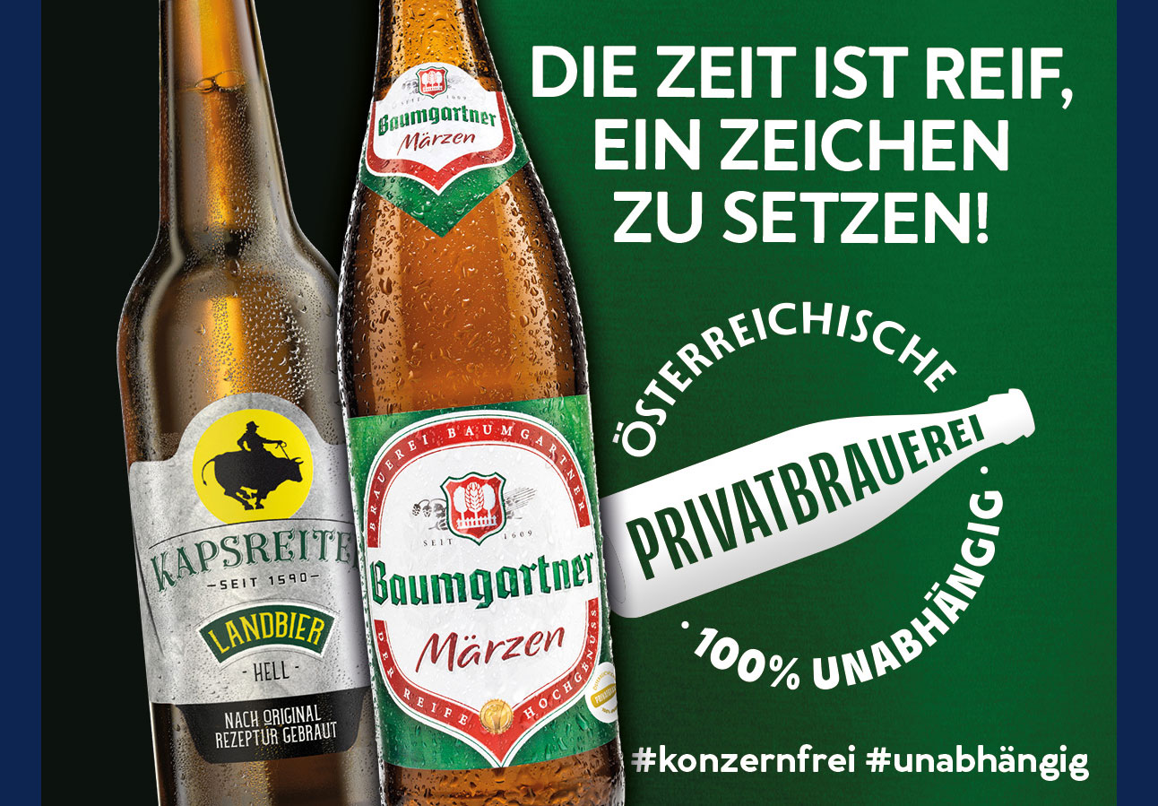 Die „unabhängigen Privatbrauereien Österreichs“: Bereits 30 Brauereien, 1 Siegel Baumgartner Kapsreiter Bier
