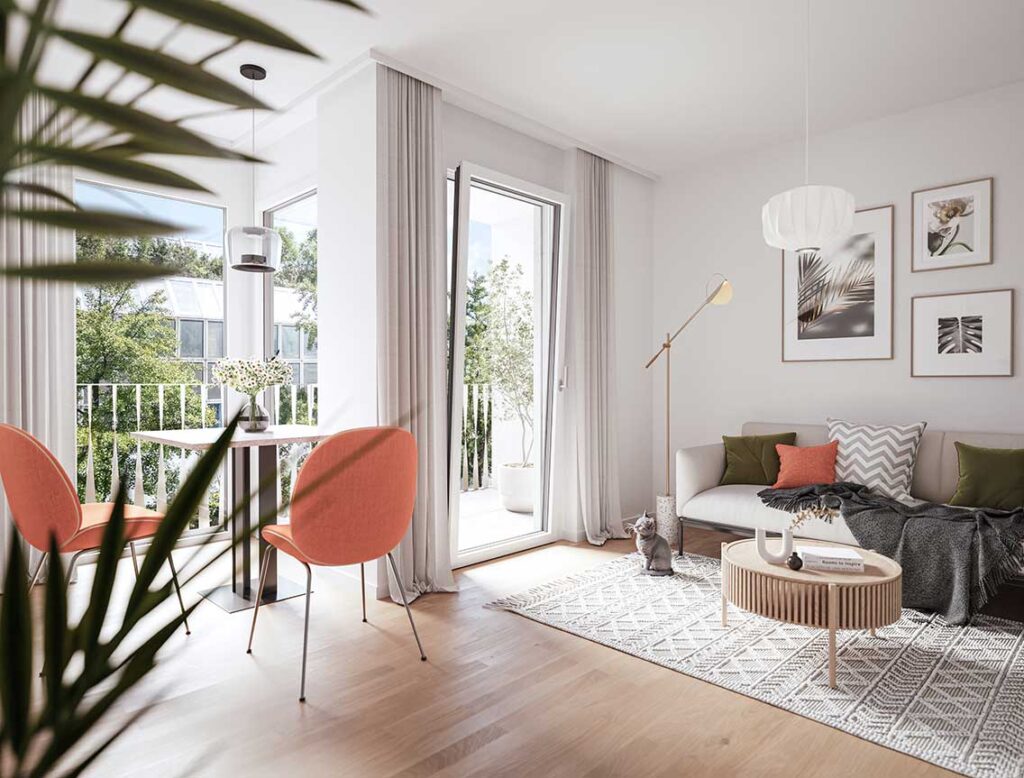 Augasse 17 – Zentrale Lage trifft zukunftssichere Wohnqualität
Mitten im begehrten 9. Wiener Gemeindebezirk entsteht in der Augasse 17 ein modernes Neubauprojekt, das urbanes Leben, nachhaltige Bauweise und durchdachte Grundrisse perfekt vereint. In einer ruhigen Wohnstraße gelegen, profitieren zukünftige Bewohner von einer hervorragenden Infrastruktur und einer erstklassigen öffentlichen Anbindung. Insgesamt entstehen 81 freifinanzierte Eigentumswohnungen mit Wohnflächen zwischen 39 und 163 m². 